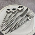 Light Luxury Silver 304 Stainless Steel Sustainable Modern Cutlery Set High Mirror Polish Smooth Handle Knife Fork Flatware