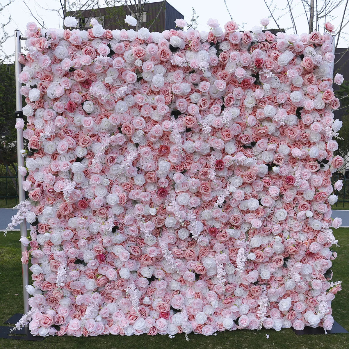 Artificial Flowers Panel Silk Rose for Wedding Wall Backdrop Cloth Fabric Wedding Artificial Flower Wall