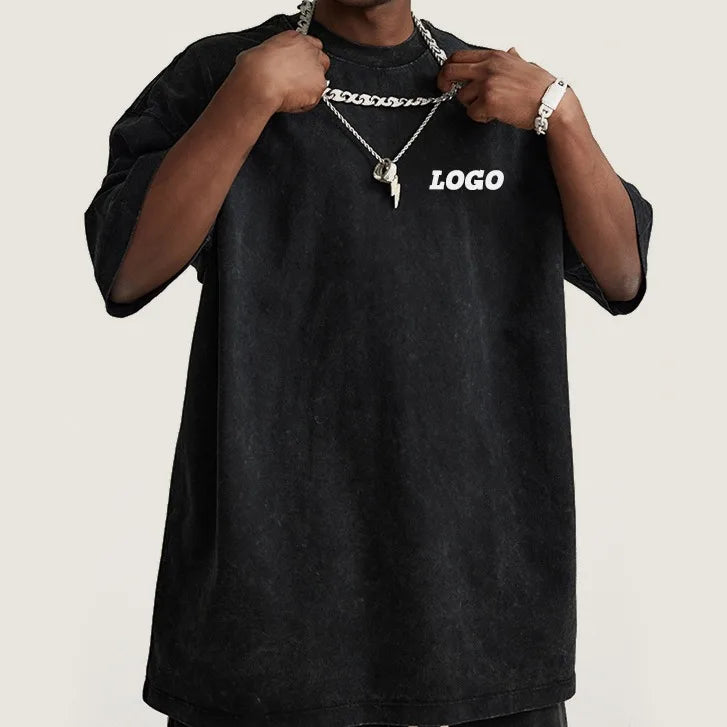 Men's Clothing Summer Acid Washed Vintage t Shirt for Men Shirts With logo Customize Oversized t Shirt Premium T-shirt
