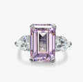 925 Silver Accented Halo Wedding Ring Emerald Cut Rectangle Classic Style for Party and Anniversary