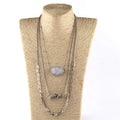 Fashion Tribal Jewelry 3 Layer Multiple Chain Natural Stone Pendant Gravel Necklaces Women Festival Gift
