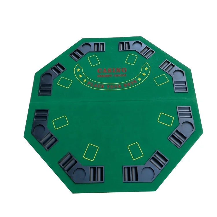 High Quality JIAYI Green 120x120cm 8-player Octagon Foldable Lighted Texas Poker Table Top Cup Holder Cheap Fabricant Wholesale