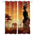 Vintage African Pattern Design Polyester Fabric Custom Window Blackout Curtains for the Living Room
