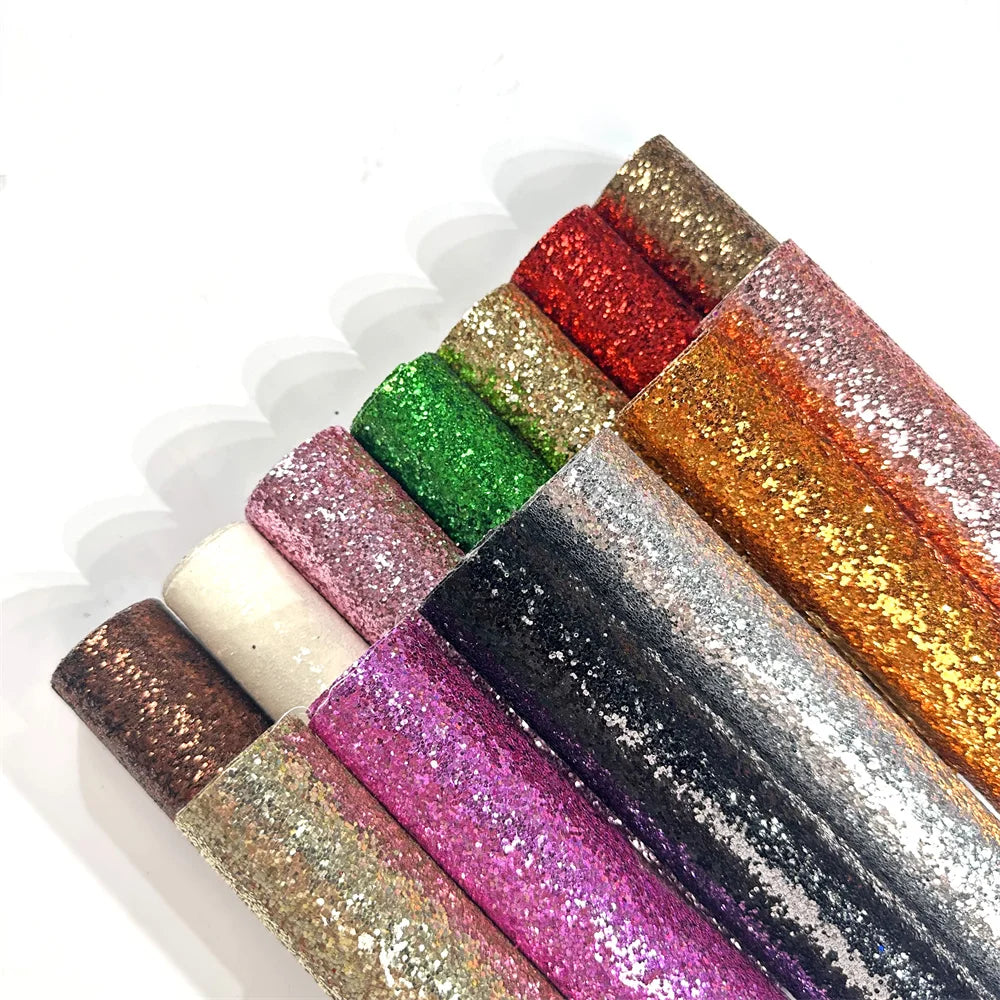 PU Glitter Leather 0.6mm Thick Sheets with Hexagon Flakes for Making Jewelry Cloth Luggage Bags Wallet Belt and DIY Sewing