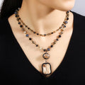 Fashion Women Gift Bohemian Gemstone Jewelry Accessory 4mm 6mm 2 Layer Stone Crystal Rosary Chain Glass Pendant Necklace