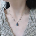 Manufacture Wholesale 4 Carat Royal Blue Pear Cut D Color Moissanite Necklace 925 Sterling Sliver Trendy Moissanite Necklace