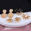 Modern Minimalistic Style Brass Gold-Plated Geometric Sea Shell Flower Earrings for Women Cute New Arrival on Sale