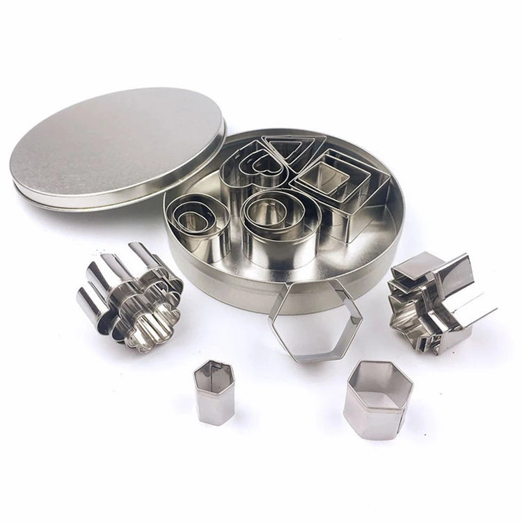 430 Stainless Steel Round Star Heart Flower  Mixed Set Ramadan Cookie Cutter Set  Hexagon Rectangle 24 Pcs Mini Cookie Cutters