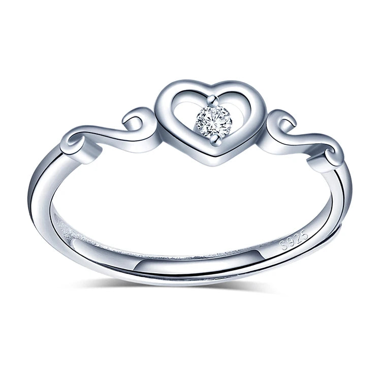Stylish Sterling Silver Ring S925 Heart Ring Jewelry Women