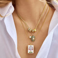 Cross-Border Popular 18K Gold Titanium Steel Plated Natural Stone Diamond Multi-Color Drop-Shaped Necklace Fashion Accessible