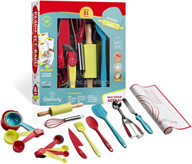 Kids Complete Baking Kit Chef Apron Hat Cupcake Rolling Pin Cookie Cutter Real Cooking Set for Kids