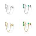 925 Sterling Silver Trendy Single Diamond Micro Inset Zircon Stud Earring Gold Plated Tassel Buckle for Parties Anniversaries