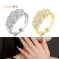 2025 Trendy S925 Sterling Silver Full PavÃ© 18K Gold Plated Moissanite Ring Moissanite Wedding Ring