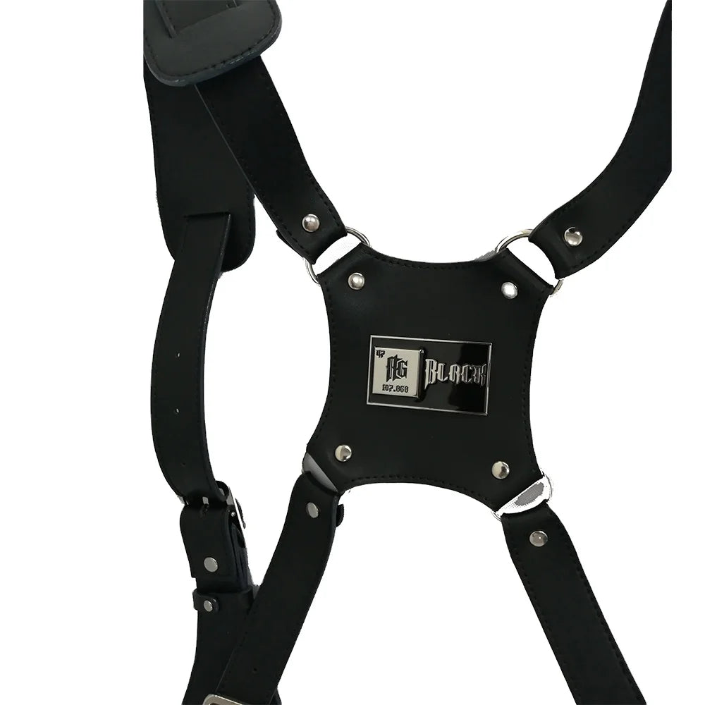 Unisex National Style Alligator Pattern Genuine Leather Waterproof Harness Belt with Two Straps Phone and Wallet Compatible