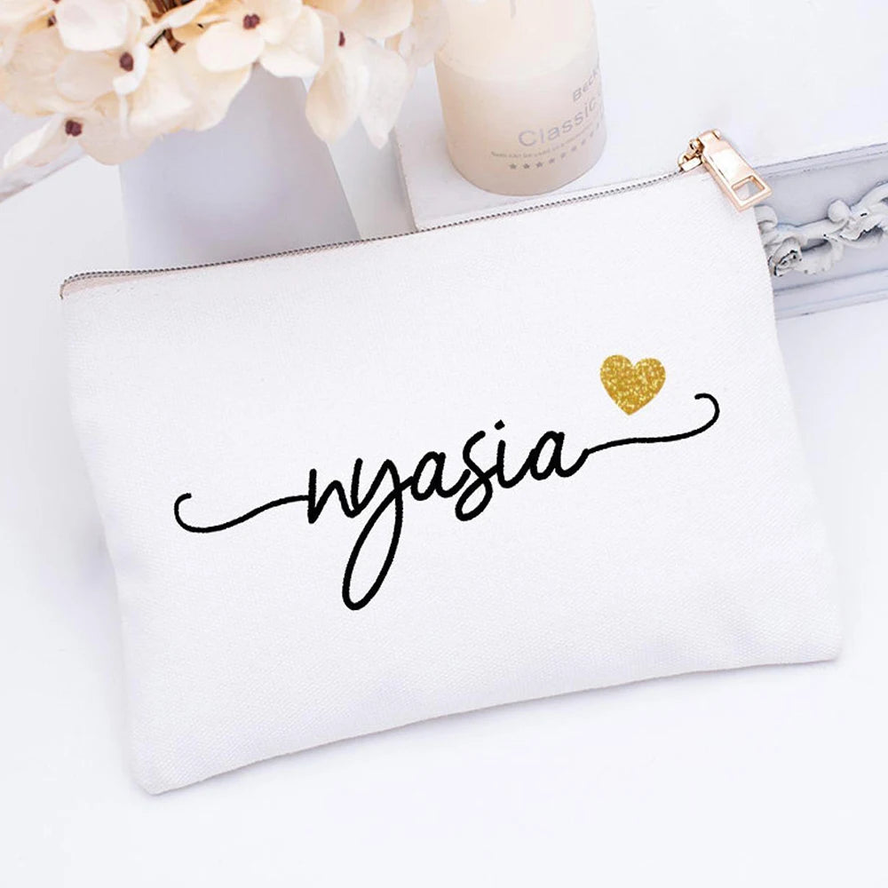 Eco-Friendly Cotton Canvas Makeup Bag with Custom Zipper Double Sided Accessory Pouch Cosmetic Bag for Shopping