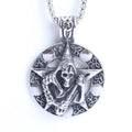 Men's Stainless Steel Punk Pentagram Skull Head Pendant Necklace Precision Cast for Vintage Hip Hop Style for Weddings