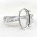 Sterling Silver 8*14mm Semi Mount Ring Empty Frame Blank Support Setting S925 Base Holder Without Center Stone for DIY Inlay