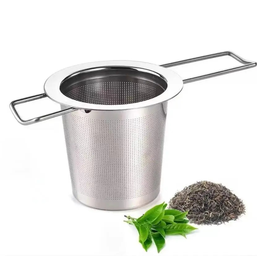304 Stainless Steel Fine Mesh Tea Steeper Loose Leaf Metal Tea Infuser Strainer Basket with Foldable Handle