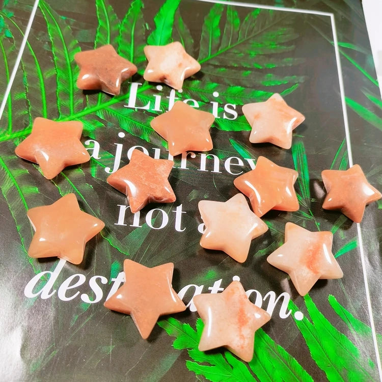 HY Wholesale natural quartz stone carved Stars And Moons Reiki crystal pendant decoration carving star shape stone