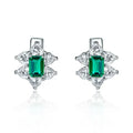 Wedding Clip on Earrings Cubic Zirconia Emerald Ear Clips Earrings for Women