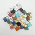 Wholesale Bulk Gemstone Pendant Natural Amethyst Turquoise Blue Aventurine Lock Shape Charms Gold Silver Finding Jewelry Making