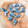 HZ Natural Jade Pendants Magatama Charm 16x30x3mm Hole Findings Smooth Surface Blue Spot Jasper Magatama Pendant