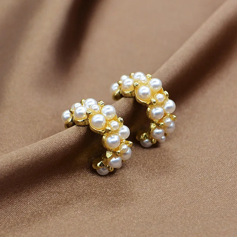 Wholesale Pearl Jewelry Trendy Bride Earrings Bulk 2023 Fashion Stainless Steel Luxury Earrings for Women