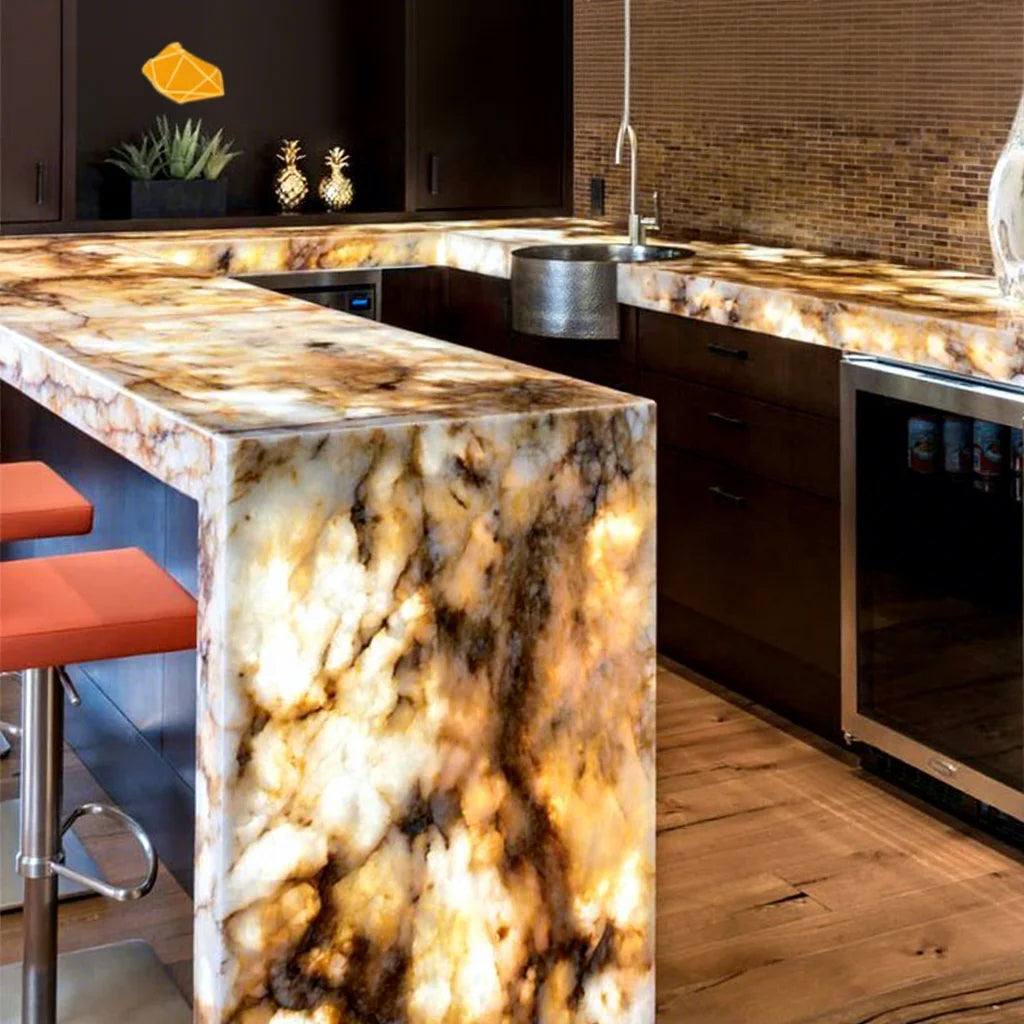 Luxury Pandora Marble Backlit Patagonia Translucent Home Decoration Panel Lumi Stone Marble Slate Lumistone for Wall