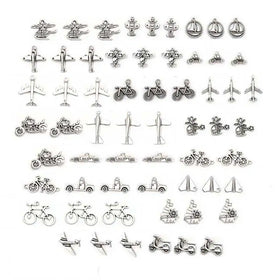 60PCS Alloy Mixed Charms Transport Bus Car Ship Bike Plane Charms Jewelry Making Pendant Findings Accessory
