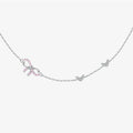 FUAMAY 2025 Fashion Pink Bow Necklace Dainty 925 Sterling Silver Love Heart Bow Necklace Valentine's Day Gifts for Girlfriend