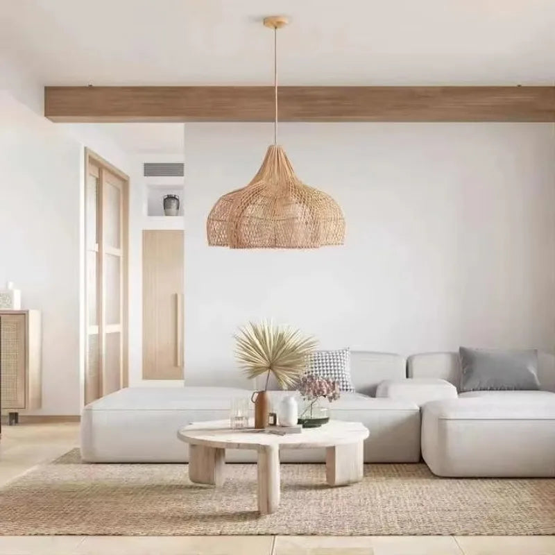 Japanese-Style Retro Wabi-Sabi Decorative Chandelier Creative Special-Shaped Rattan Lighting for Living Room or Tea Restaurant