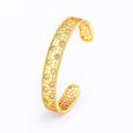 QIKU Luxury Crystal Hollow Design Copper Zircon Bracelet Gold Plated Opening Adjustable Wedding Jewelry Accessory Gift Wholesale