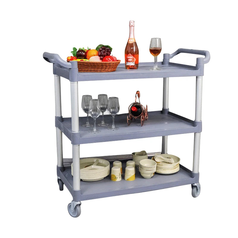 3-Tier Plastic Hotel & Restaurant Supply Utility Cart for Beverage & Food Transport Factory Price Catering Service Trolley Cart