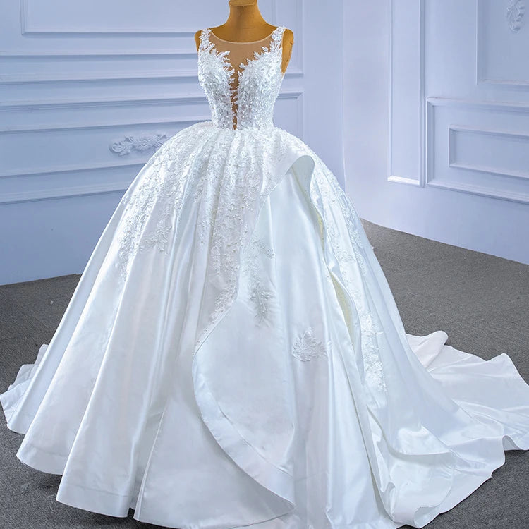 Guangzhou Auyan Wholesale Train Veil High Waist Long Train Bride Ball Gown Wedding Dress