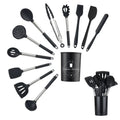 Wholesale 14-Piece Silicone Kitchen Utensil Set with Stainless Steel Handle Non-Stick Cookware Dishwasher & Oven Safe Black