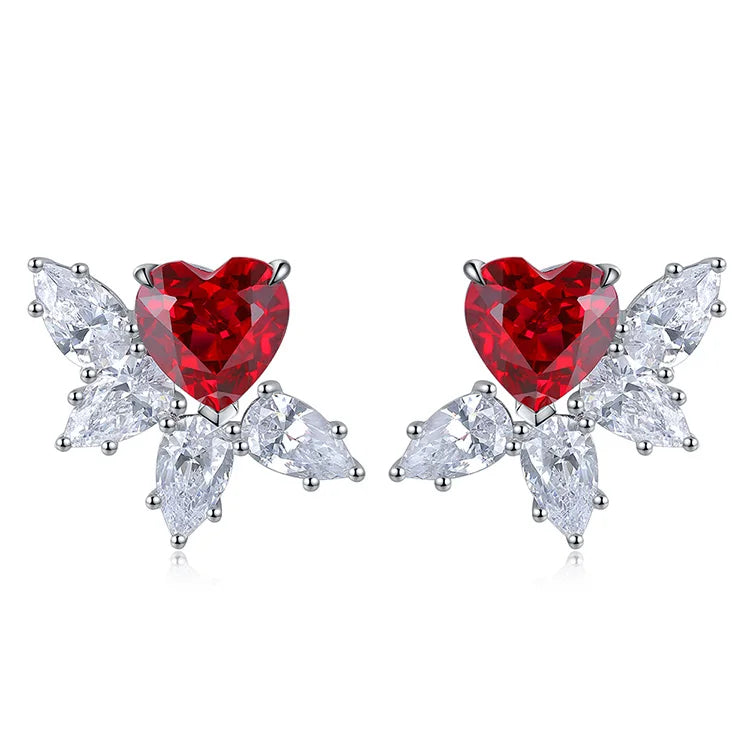 Anster Fashion Fine Jewelry Silver 925 Lab Created Ruby Earring Sets Women Earrings