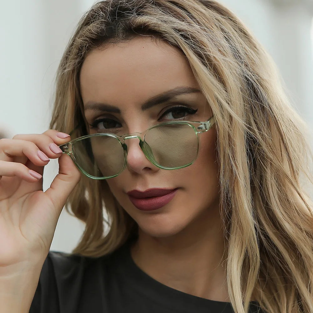 DF-K8031 Custom Logo Fashion Transparent UV400 Sun Glasses Vintage Retro Square Small Sunglasses Women Men