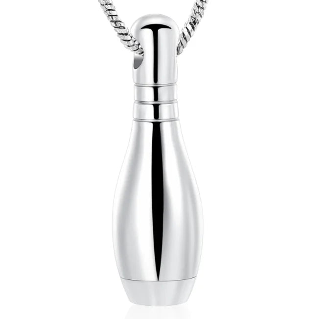 Stainless Steel Ball Cremation Urn Necklace Ash Hollow Bowling Pin Urn Keepsake Holder Locket Pendant Memorial Casket Lucky