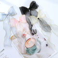 Wholesale Women's Hair Accessories Barrettes Alligator Clips Long Ribbon Tail Organza Bow Hairpins for Girls