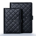 A6 A5 Black Designed Customized Ring Binder Refillable Diamond Check Leather Notebooks Quilted Journal for Women