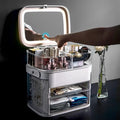 Korean Plastic Cosmetic case Led Cosmetic Mirror Storage Box Organizer with Handle