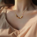 Simple Small square Fashion Necklace Titanium Steel Gilded Clavicle Chain