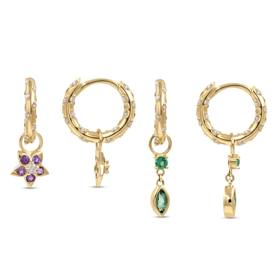 Wholesale Flower Snake Hoop Earring Zirconia Drop Earring Fine Jewelry 925 Sterling Silver Gold Plated Zirconia Jewelry