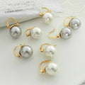 Vintage Jewelry Gold Plated Artificial Pearl Huggie Earrings Tarnish Free Stainless Steel Women Drop Earrings