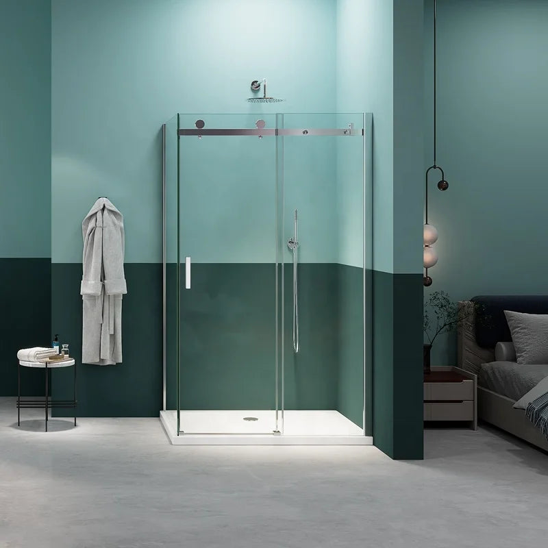Exceed Luxury Rectangle Stainless Steel with Frame Sliding Tempered Glass Shower Enclosure for Hotel Use