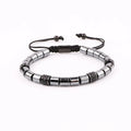 Renting Jewelry New Design Hematite Beads CZ Tube Charms Macrame Adjustable Bracelet Men