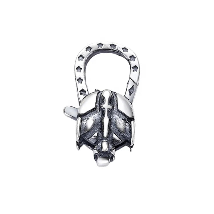 Oxidized Sterling Silver Air Power Airplane Lobster Claw Pendant Clasp 925 Fighter Shape Lock for Bracelets