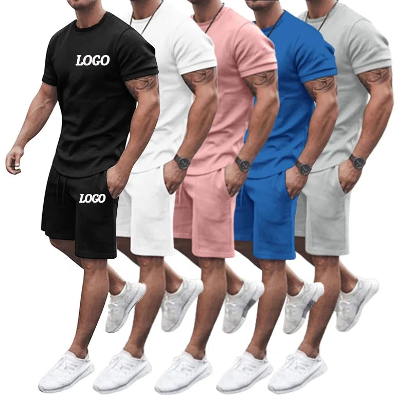 Men's T Shirt and Short Set Summer Short Sleeve Tops and Pants Suits Thin Crisp and Breathable Casual Running Set Fashion