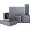 New Arrival High-End LED Jewelry Box Custom Logo Gray Leather Pendant Ring and Necklace Box for Storage