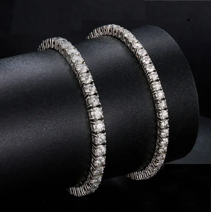 Wholesale White Gold 3 4 5 mm Iced GRA  Diamond 925 Sterling Silver Men Women Fine Jewelry Bracelet Moissanite Tennis Chain